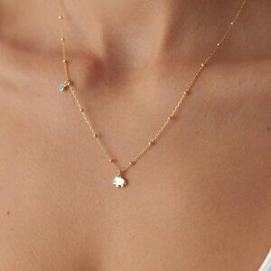 NWT 🐘 Dainty 18K Gold Plated Elephant Necklace Minimalist Mom Gift ✨